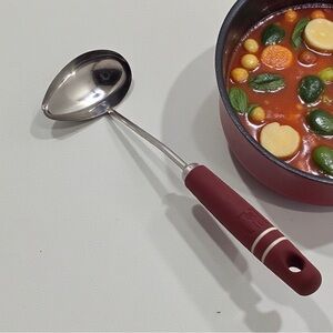 Paula Deen Burgundy Silicone & Stainless Steel Spout Ladle 12” Dishwasher Safe